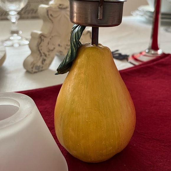 Pear candle holder with lamp shade. Really unique & lovely to match w/pair decor - Picture 6 of 8